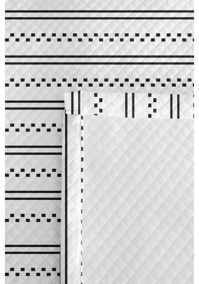 Siyah Çizgili Geometrik Genç Odası Tek Kişilik Pike Takımı - Modern Minimal 160x220 Cm Yatak Örtüsü Mistik Meşe Sırları
