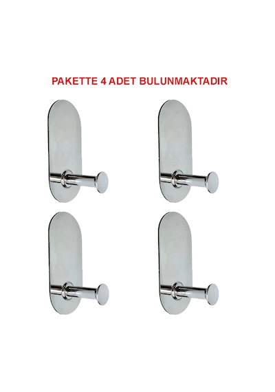 Thincal Kendinden Yapışkanlı Askılık Tekli Oval Krom 4 Lü Paket Çok Renkli