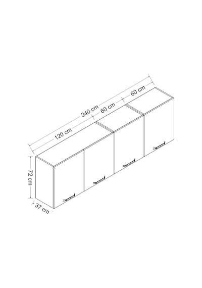 Minar 240 Cm Mutfak Dolabı Beyaz 240-B3-Üst Modül Beyaz