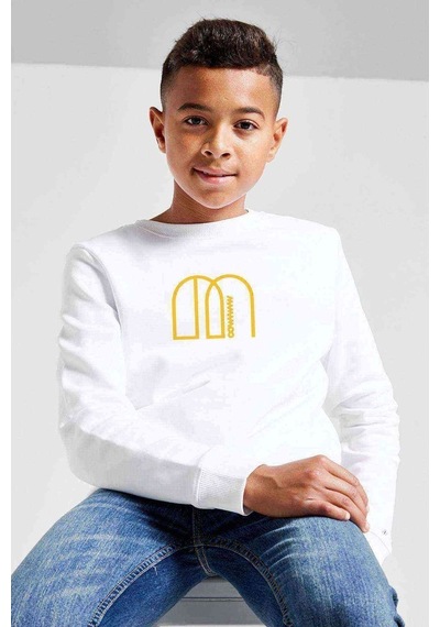 Tshirthane Mamamoo Logo Baskılı Unisex Çocuk Beyaz Sweatshirt Beyaz
