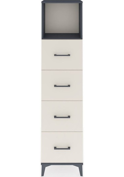 Arges Dolap Tek Raflı 4 Çekmeceli 44x30x182 Antrasit-aytaşı Antrasit
