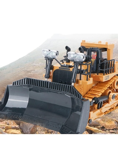 Işıklı Sesli Full Fonksiyon Metal Hareketli Buldozer 2.4ghz Uzaktan Kumandalı İş Makinesi Kepçe