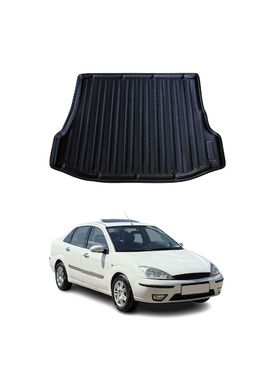 Ford Focus 1 Sedan 1999-2004 Arası Uyumlu Araca Özel Kauçuk Tpe Bagaj Havuzu Siyah