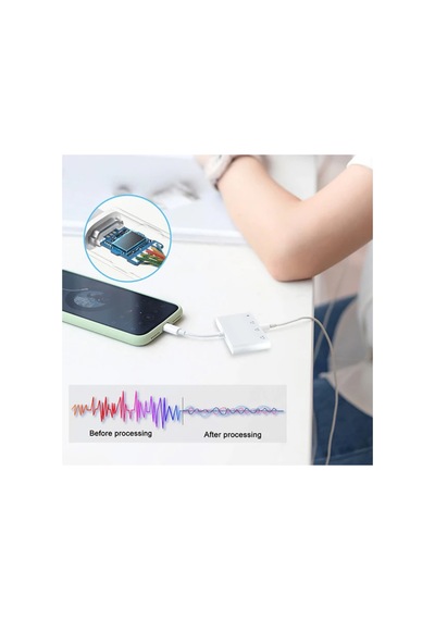 Ally Apple Uyumlu iPhone 14-13-12-11 4in1 Otg Ses Adaptörü Çift Dc 3.5mm Jack- 5775 - Karbul3836-8392 Beyaz