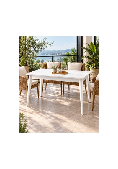 Beyaz Yemek Masası 110x70 Cm 4 Kişilik Dikdörtgen Mutfak Masası Modern Salon Kapalı Balkon Masası Kolay Kurulum Beyaz - 938878965 Beyaz
