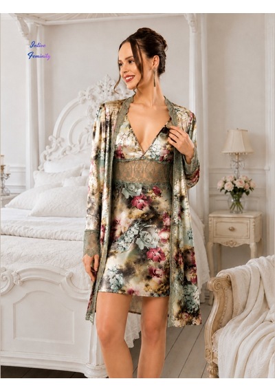 İntive Lingerie Intive Virginia Pastel Çiçekli Saten Ve Tül Detaylı 5'li Kutulu P Yeşil