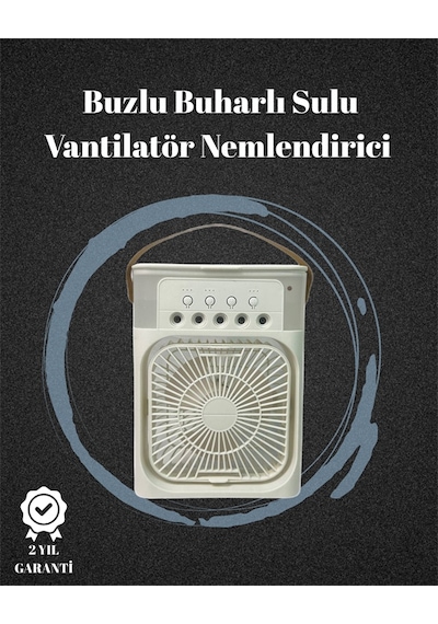 Lvsqvr Usb Bağlantılı 3'ü 1 Arada Nemlendirici Mini Klima Fan 7 Renk Işıklı