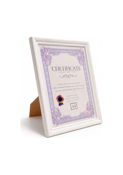 A4 Beyaz Diploma Ve Sertifika Çerçevesi 21,5x31 Cm Duvar Ve Masa Çerçevesi