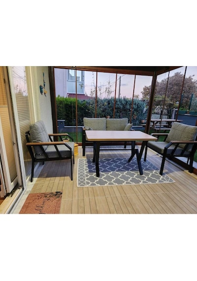 Tu Tienda Nergiz 2+1+1+masa Bahçe Balkon Mutfak Mobilyası,kayrak Gri Kayrak Gri