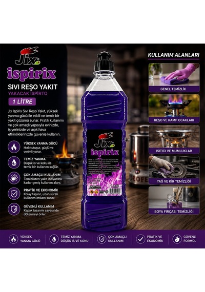 Jix Yakacak İspirto İspirix Sıvı Reşo Yakıt 1l- 24'li Paket Diğer