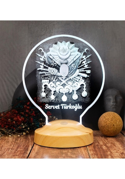 Babaya Hediye, Osmanlı Tuğrası 3d Led Lamba - Tarih Ve Sanatseverler İçin Kişiye Özel Hediyelik, Osmanlı Temalı