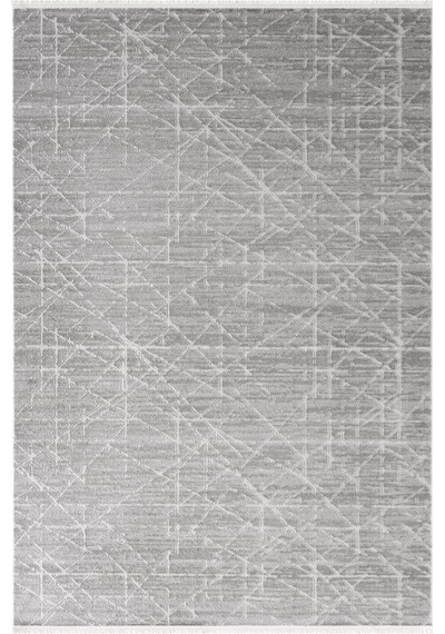 Jade Jd008g Gri Halı Modern Geometrik Desenli Triko Akrilik Pamuk Tabanlı Kaymaz Salon Halısı-774 Gri