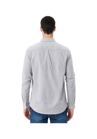 Arma Ar-ma Erkek Keten Gömlek Baskisiz Basic Düğme Kapamali Cepsiz Uzun Kollu Gömlek Dokuma Kumaş Regular Fit %60 Pamuk %40 Keten Y31485118102 Gri-g2