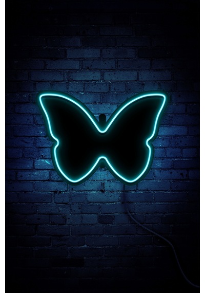 Kelebek Neon Led Duvar Aydınlatması & Dekoru & Gece Lambası Mavi Mavi