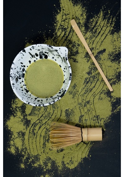 Seramik Mat Siyah Benekli Matcha Kase Ve Whisk Tutacağı Set Beyaz - Siyah - 711673884 Beyaz - Siyah