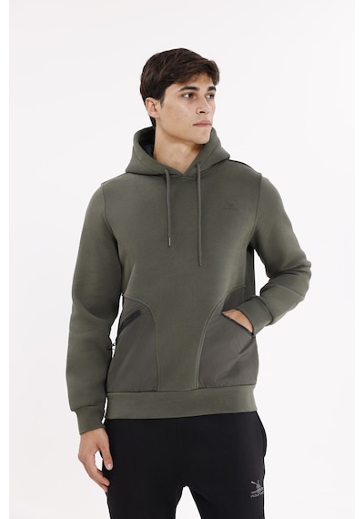 Rowinger Rahat Kalıp Yumuşak İç Yüzeyli Kordonlu Kapüşonlu Sweatshirt Haki