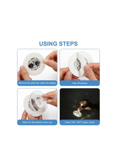 Işıklı Yapışkanlı Bardak Altı Aparatı Ledli 3 Modlu 6 Cm Çap 1 Adet