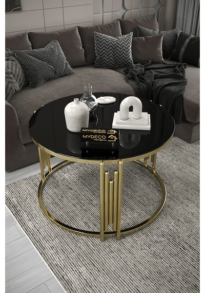 Piyano Tekli Orta Sehpa Gold Ayak Siyah Ayna Piyano Tekli Orta Sehpa Gold Ayak Siyah Ayna