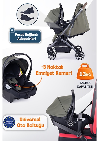Prego Lotus Pro Kabin Boy Travel Bebek Arabası -tek Elle Katlanır-hafif -uv Tenteli -yağmurluk-örtü-kılıf