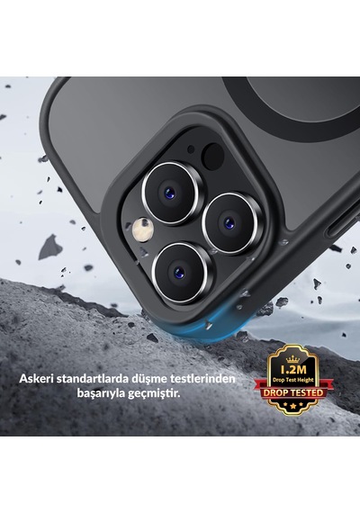 Bix Apple Uyumlu iPhone 16 Pro Max Magsafe Kılıf Tam Koruma Manyetik Darbe Emici Siyah