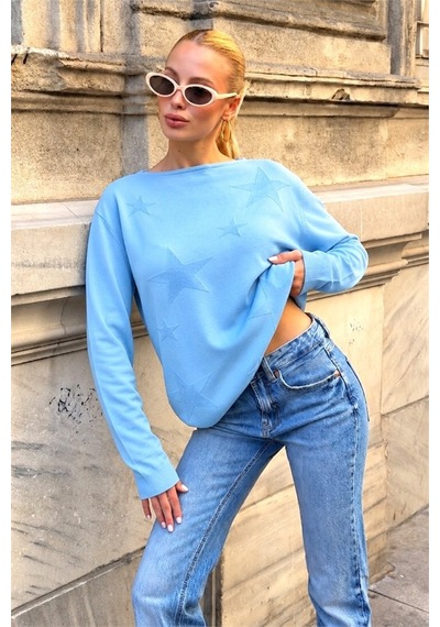 Veraura Lifestyle Mavi Yıldızlı Merserize Bluz