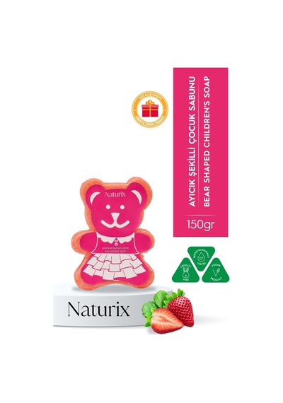Naturix Ayıcık Şekilli Süngerli Çilekli Çocuk Sabunu 150 G