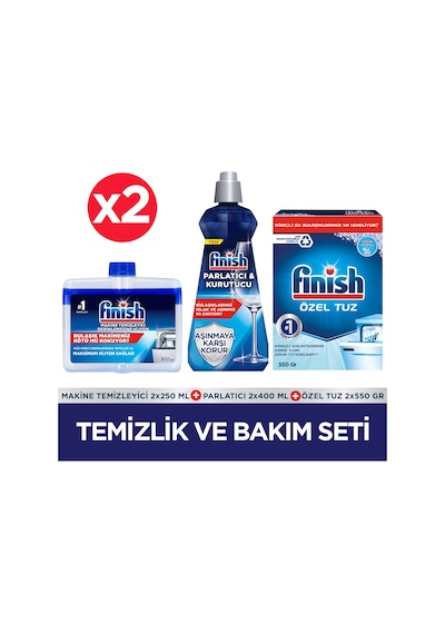 Finish Temizlik ve Bakım Seti (Parlatıcı 400 ML+ Makine Temizleyici Sıvı 250 ML+ Tuz 550 g) x 2