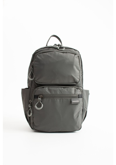 Özer-6032 Sanmorris Unisex Suya Dayanıklı Paraşüt Kumaş 5 Bölmeli Laptop Bölmeli Seyahat Ve Okul Çantası Gri - Koyu Gri