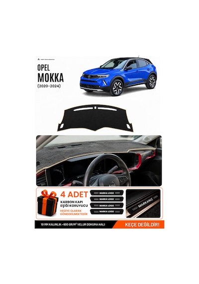 Opel Mokka 2020-2025 Uyumlu Torpido Koruma, Torpido Örtüsü, Torpido Kılıfı - Siyah-bej - Op023