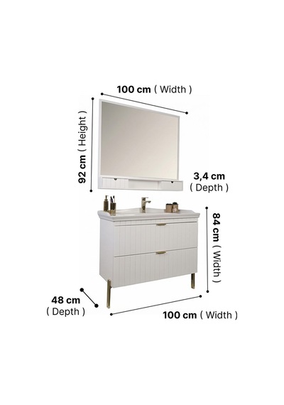 Kobos Noble 100 Cm Banyo Dolabı Seti Bianco Beyaz Kobos Noble 100 Cm Banyo Dolabı Seti Bianco Beyaz