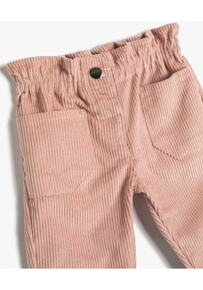 Koton Pantolon Beli Bağlamalı Cepli Kadife Fitilli Pembe 4wmg40003aw 4WMG40003AW274 Gül