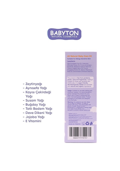 Babyton Doğal Bebek Bakım Yağı 50 ML