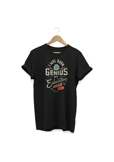 I Was Born Baskılı Siyah T-shirt Siyah