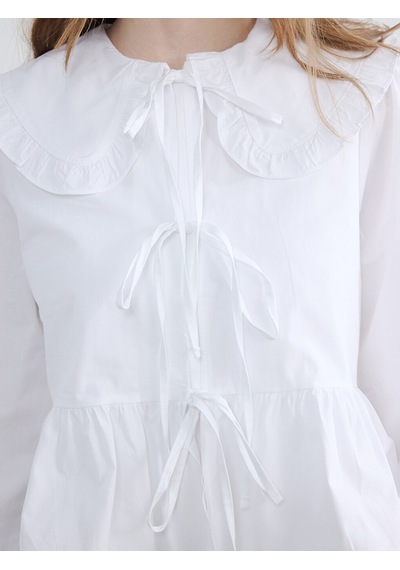 Lcw Modest Ekru Bebe Yaka Bağlama Detaylı Bluz