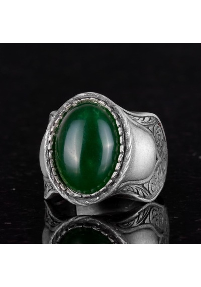 Doğal Taş Yüzük, 925 Ayar Gümüş Yüzük, Jade Gümüş