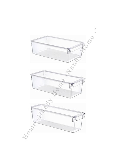 Nandy Home Kapaklı 9'lu Set Tall Clear Buzdolabı & Dolap Içi Düzenleyici Organizer Şeffaf