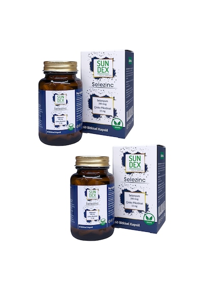 Sundex Selezinc Selenyum L-Selenometionin ve Çinko Pikolinat 2 x 60 Bitkisel Kapsül