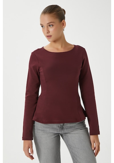 Ritnice Kadın Runa Premium Bordo Peplum Bluz Bordo