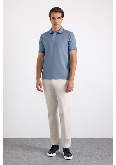 Süvari Lacivert Regular Düz Baskısız Pike Polo Yaka Tişört Sts1014000007-m09