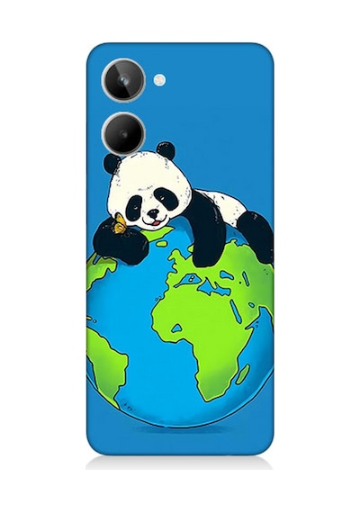 Realme 10 Uyumlu Silikon Kılıf Yorgun Panda Ve Dünya