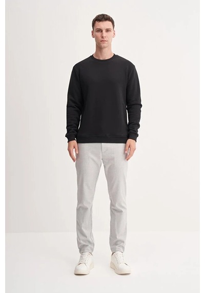 Cazador Kalın Diyagonal Dokulu %100 Pamuk 3 İplik Regular Fit Sweatshirt 25k Siyah