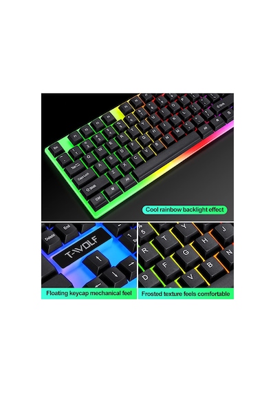 Tf230 Kablolu Oyun Klavyesi Ve Fare Seti, Renkli Usb Oyun Klavyesi Faresi, Led Arka Plan Aydınl Diğer