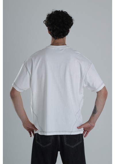 Cocopelli Be Yourself Oversize Tasarım T-shirt Coc1384 Beyaz