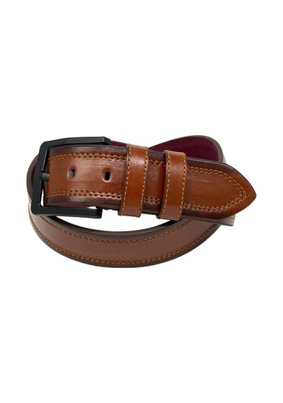 Süzer Deri Taba Suni Deri Dikişli Desensiz Düz Model 4.5 Cm.lik Spor Kot Kemer - 4523-111-22ks Taba