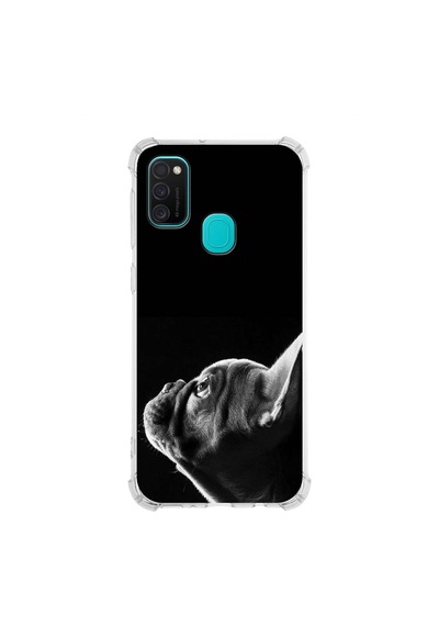 Samsung Galaxy M30s Uyumlu Köpek 1 Baskılı Şeffaf Köşe Korumalı Antişok Kılıf