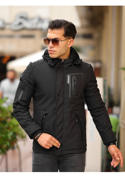 Mero Life Outdoor Su Ve Rüzgar Geçirmez Kapitone Içi Kürklü Softshell Mont Siyah