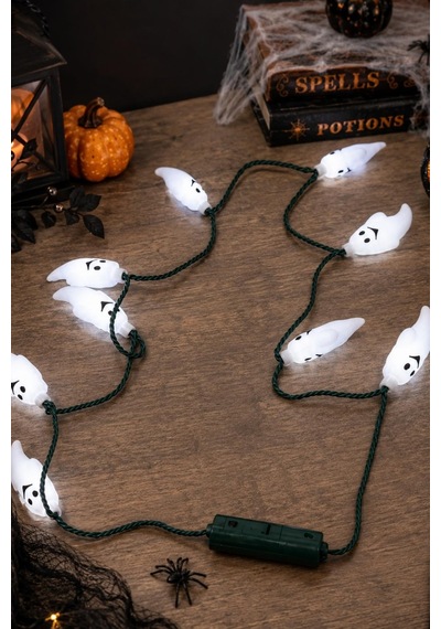 Halloween Cadılar Bayramı Hayalet Işıklı Kolye Pilli Beyaz Işıklı Kostüm Aksesuarı Tüm Yaşlar