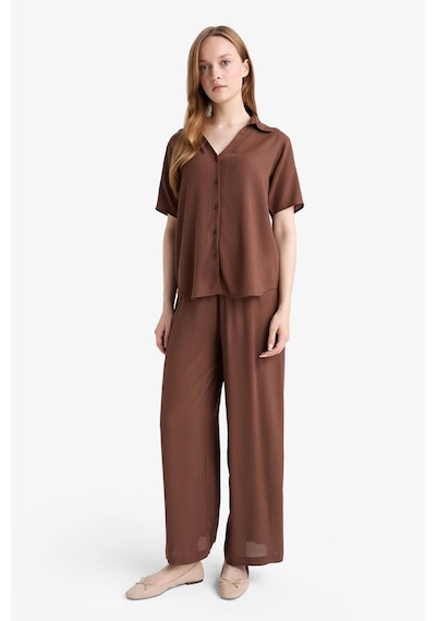 Defacto Culotte Geniş Paça Krinkıl Viskon Kapri C9565ax25aubn333 Kahve