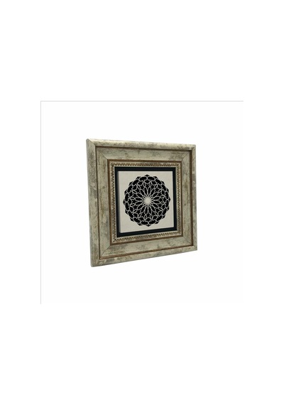 Yuvarlak Rumi Desen Baskılı Taş Tablo 20x20