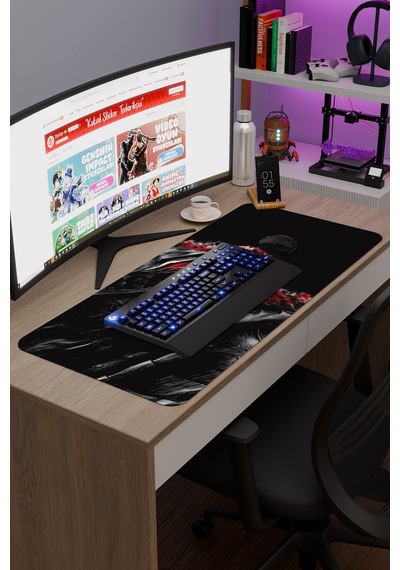 Berserk Kaymaz Dikişli Kauçuk Oyuncu Mousepad V4 - 90x40 Xxl Gaming Mouse Pad Fare Altlığı